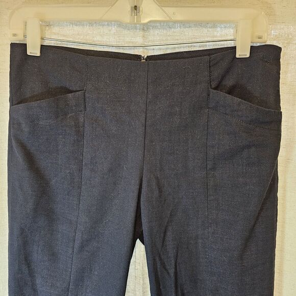 Corey Lynn Calter Slacks Navy Blue Gold Flecks Back Zipper Slit Pockets Size 6 - Picture 3 of 7